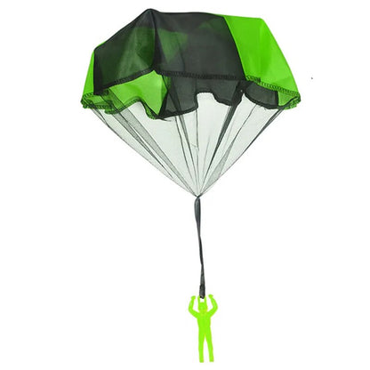 green hand throwing parachute toy